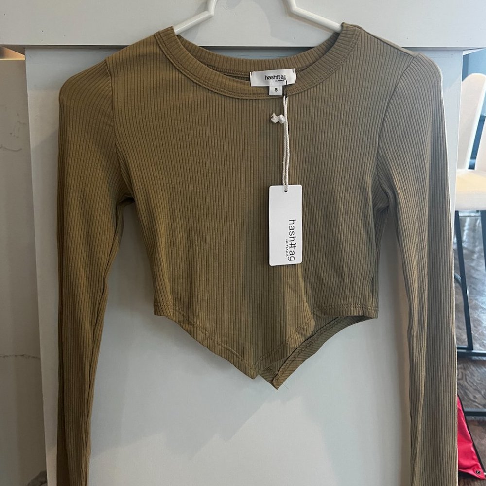 Brand New long sleeve taupe top